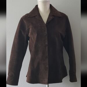 Ami Leather Suede Jacket Shacket in Brown Womens Size Small